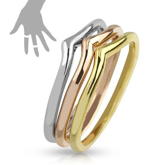 TRIPLE BRASS TRI-COLOR BAND MID-RING/TOE-RINGS - Picture 1 of 1